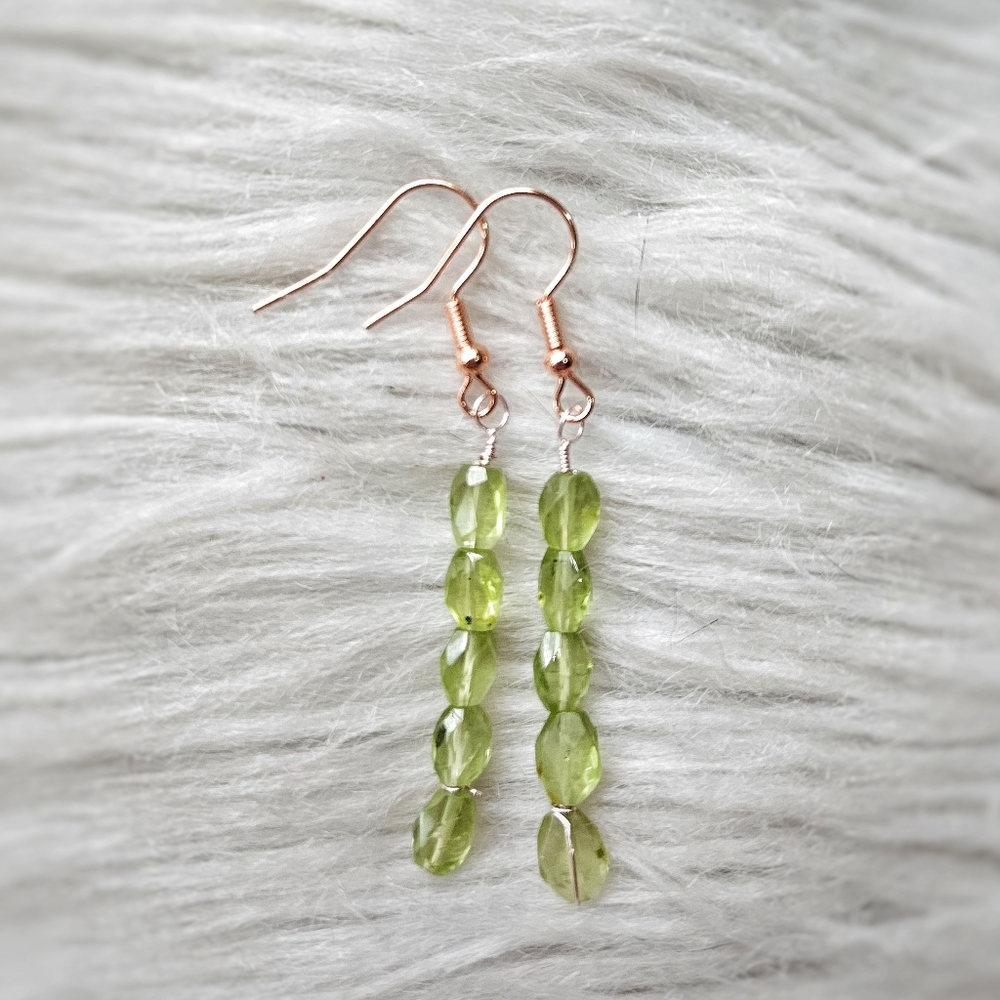 Grade AAA Faceted Peridot Earrings - Picture 2 of 6